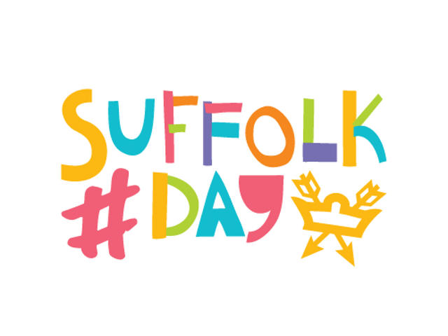 Suffolk Day logo - the words Suffolk Day in bright colours with the Suffolk Crown in yellow 