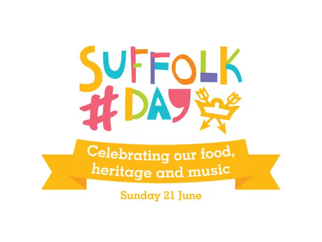 Suffolk Day logo and banner saying celebrating our food, heritage and music on Sunday 21 June