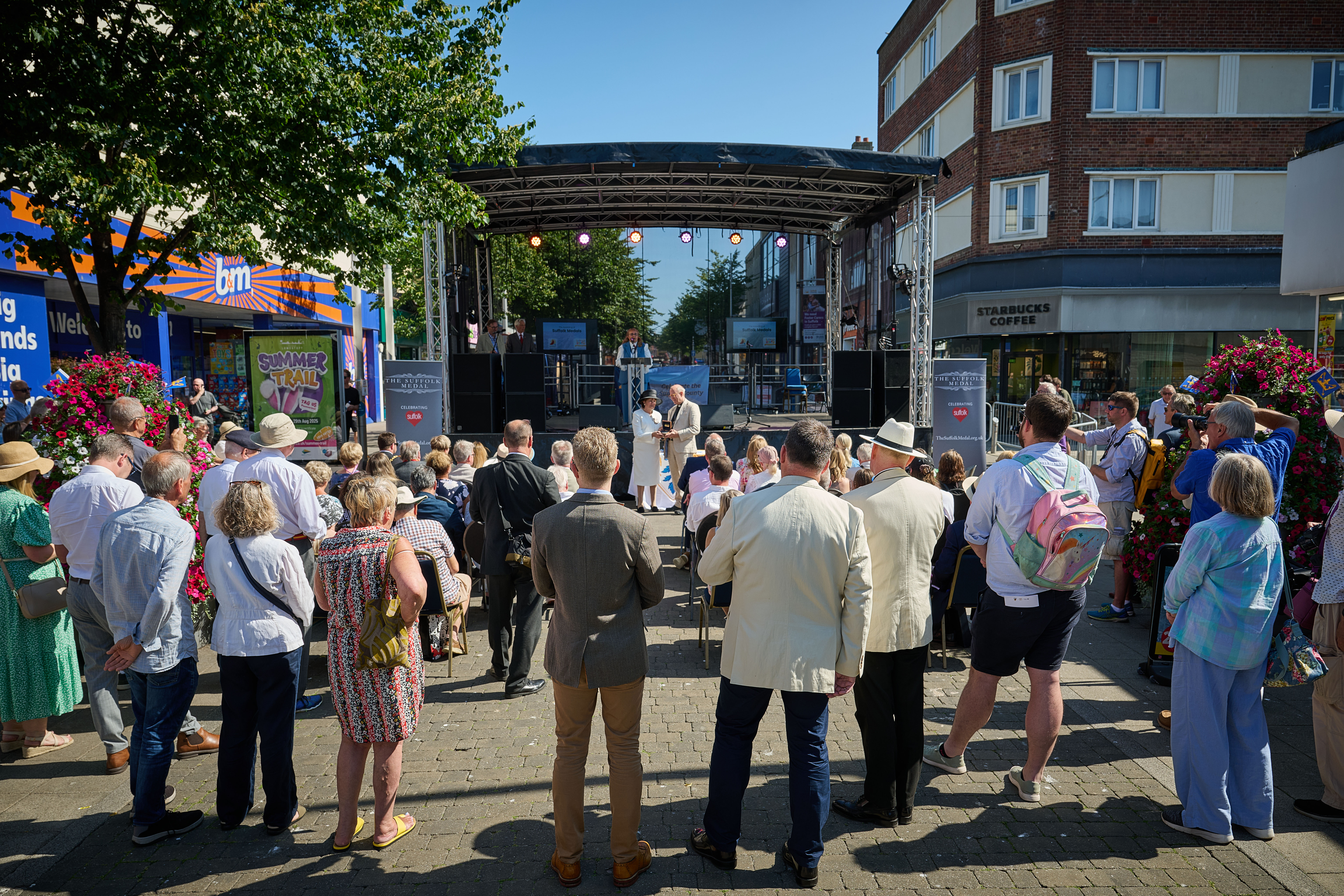 The audience for the proclamation in Lowestoft on Suffolk Day - with an outdoor stage
